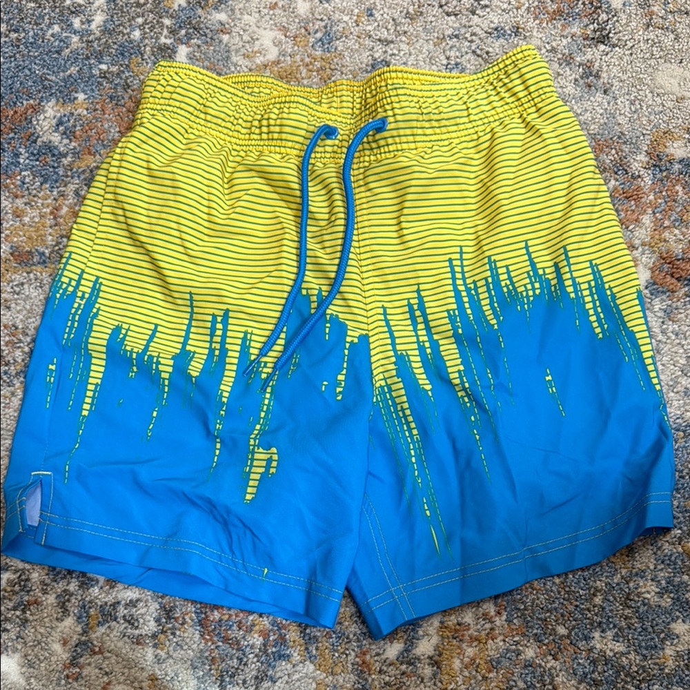 Yellow and Blue Striped Swim Shorts (Size: Small 38-30)